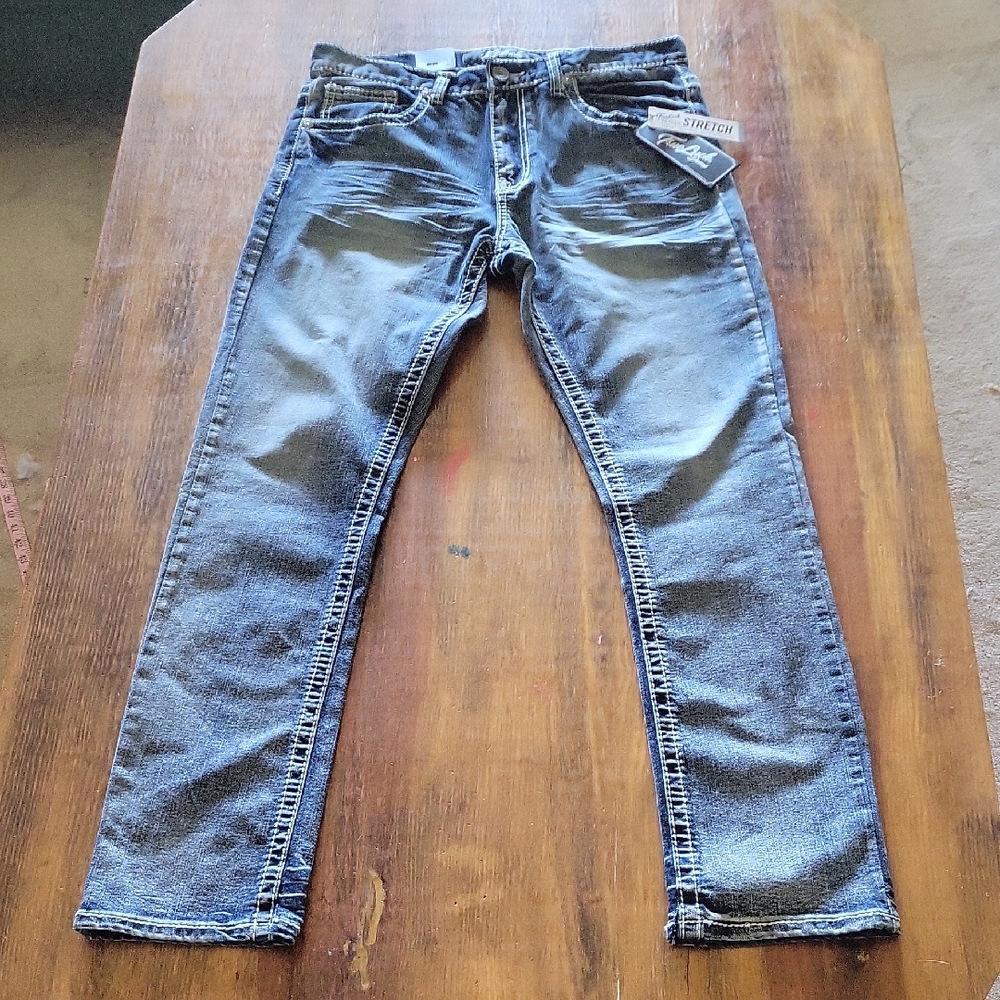 True Luck Men's Blue Slim Straight Jeans Size 34/32